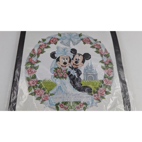 Disney Mickey Minnie Mouse Bride Groom Wedding Cross Stitch Kit New Damaged Pack - Picture 3 of 7
